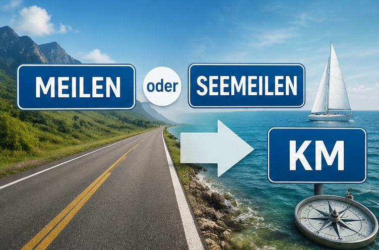 Meilen und Seemeilen in km